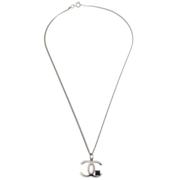 Chanel CC Chain Necklace Pendant Rhinestone Silver - Picture 1 of 9